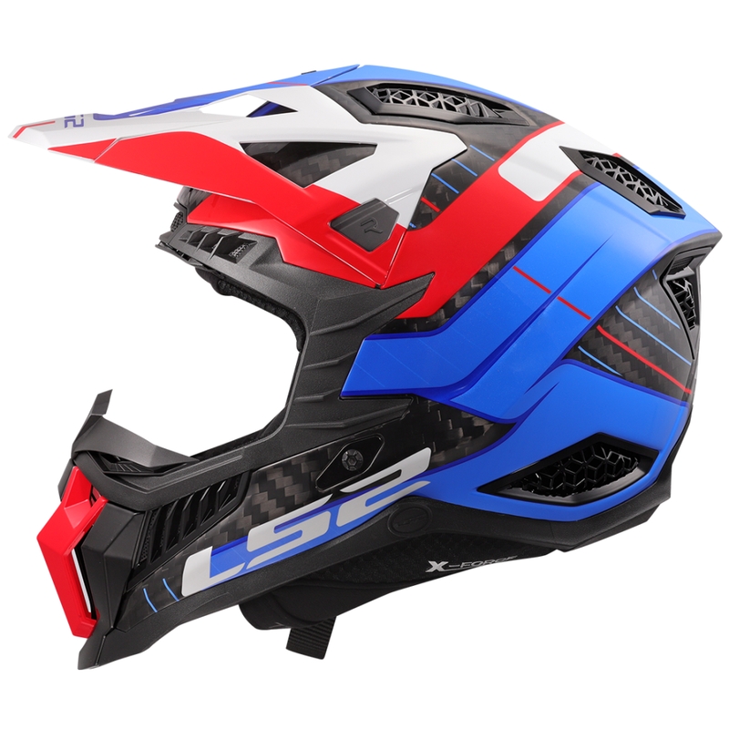 Motokros čelada LS2 MX703 X-Force Galuo bela-rdeča-modra