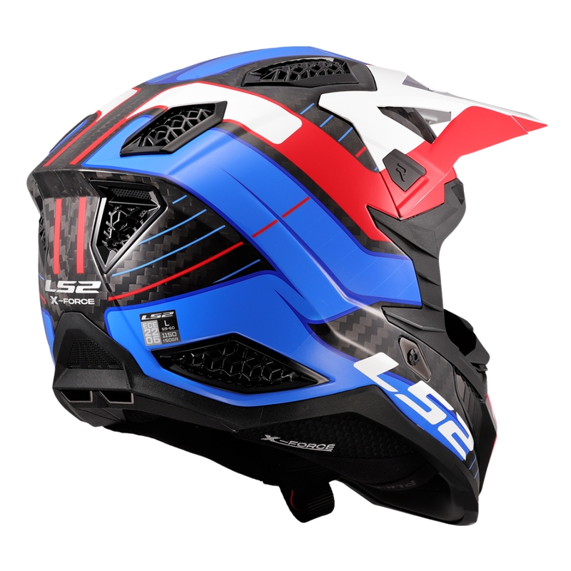 Motokros čelada LS2 MX703 X-Force Galuo bela-rdeča-modra