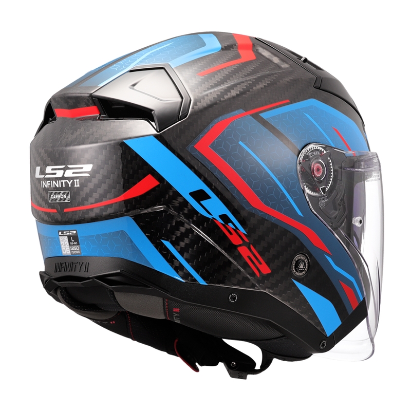 Odprta motoristična čelada LS2 OF603 Infinity II C Urus modro-rdeča