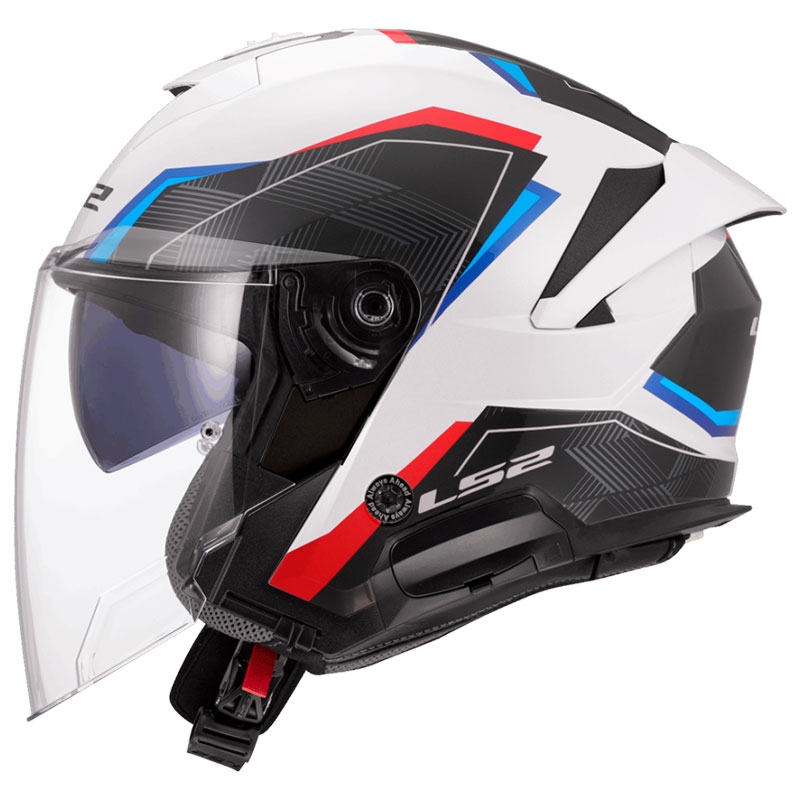 Odprta motoristična čelada LS2 OF618 Verso II Air belo-modro-rdeča