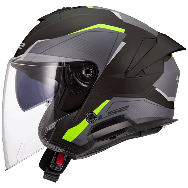 Odprta motoristična čelada LS2 OF618 Verso II Air črno-fluo rumena
