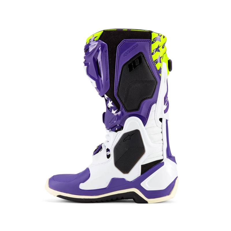 Alpinestars TECH 10 motoristični škornji omejena serija Dirt Studios vijolično-belo-fluo rumena