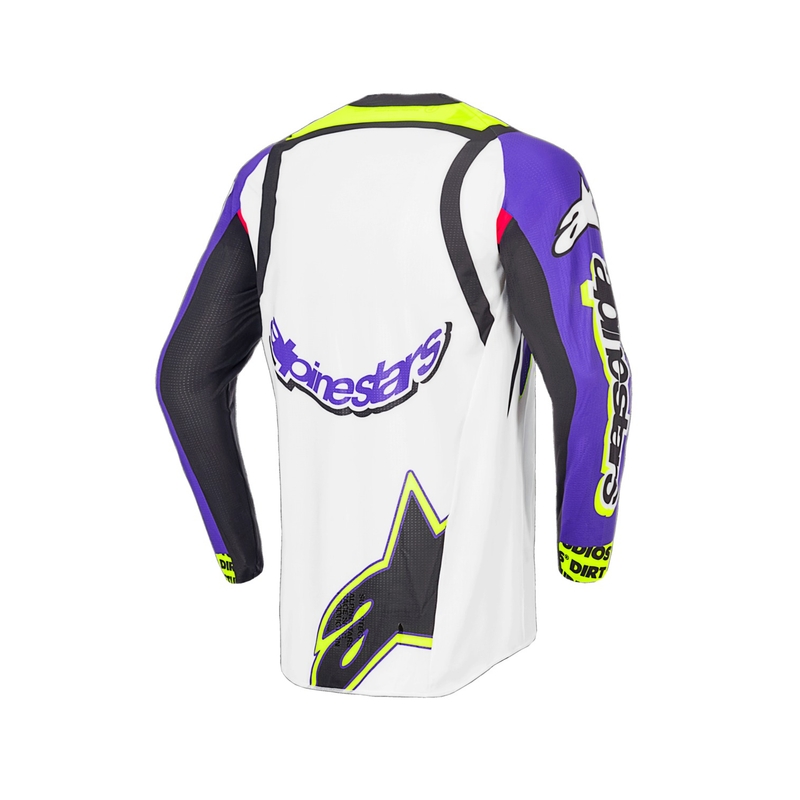 Alpinestars Supertech SX motokros majica omejena serija Dirt Studios bela-vijolična-roza-fluo rumena