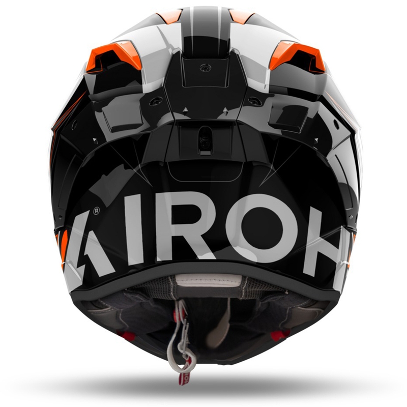 Oranžna motoristična čelada Airoh GP800 Must, ki pokriva celoten obraz