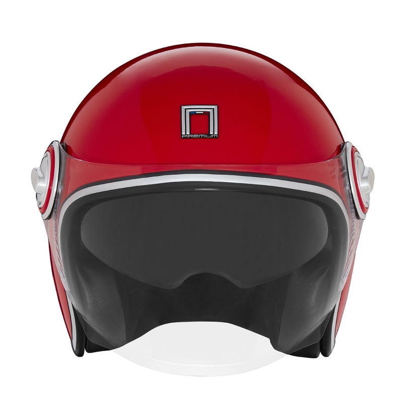 Odprta motoristična čelada NOX PREMIUM Heritage rdeča