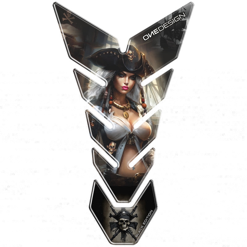 Nalepka rezervoarja za gorivo Print Black edition - Lady Pirate