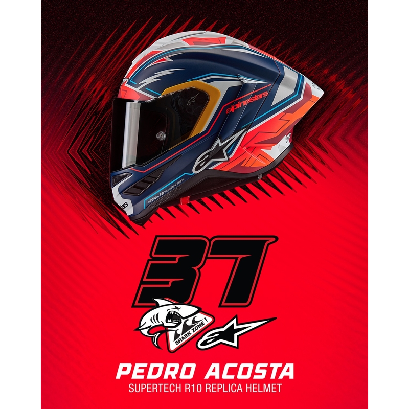 Alpinestars Supertech R-10 Limited Edition Pedro Acosta Full Face motoristična čelada mat modra-rdeča-bela