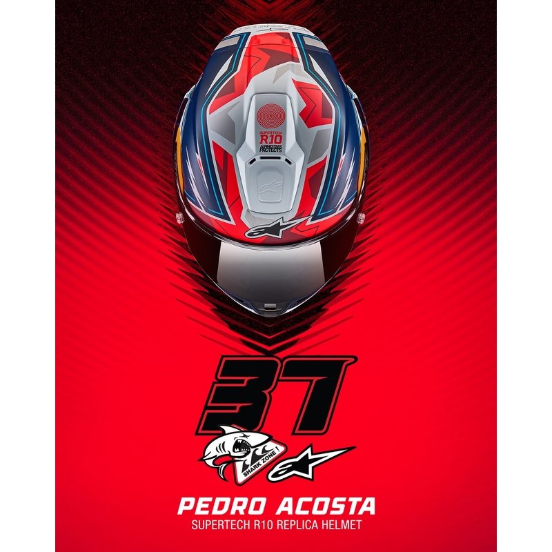 Alpinestars Supertech R-10 Limited Edition Pedro Acosta Full Face motoristična čelada mat modra-rdeča-bela