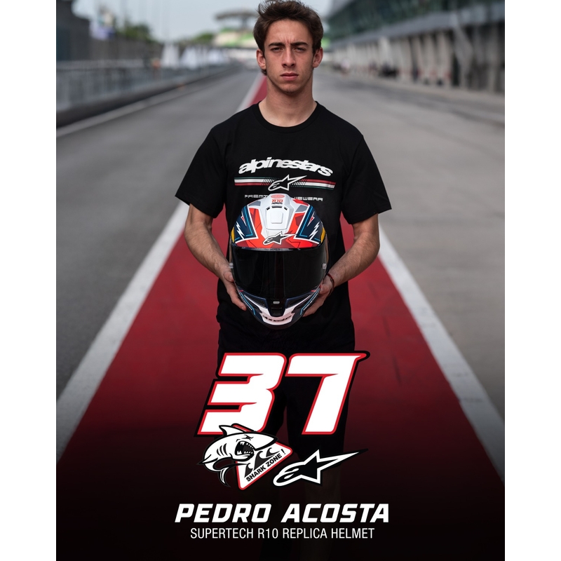 Alpinestars Supertech R-10 Limited Edition Pedro Acosta Full Face motoristična čelada mat modra-rdeča-bela