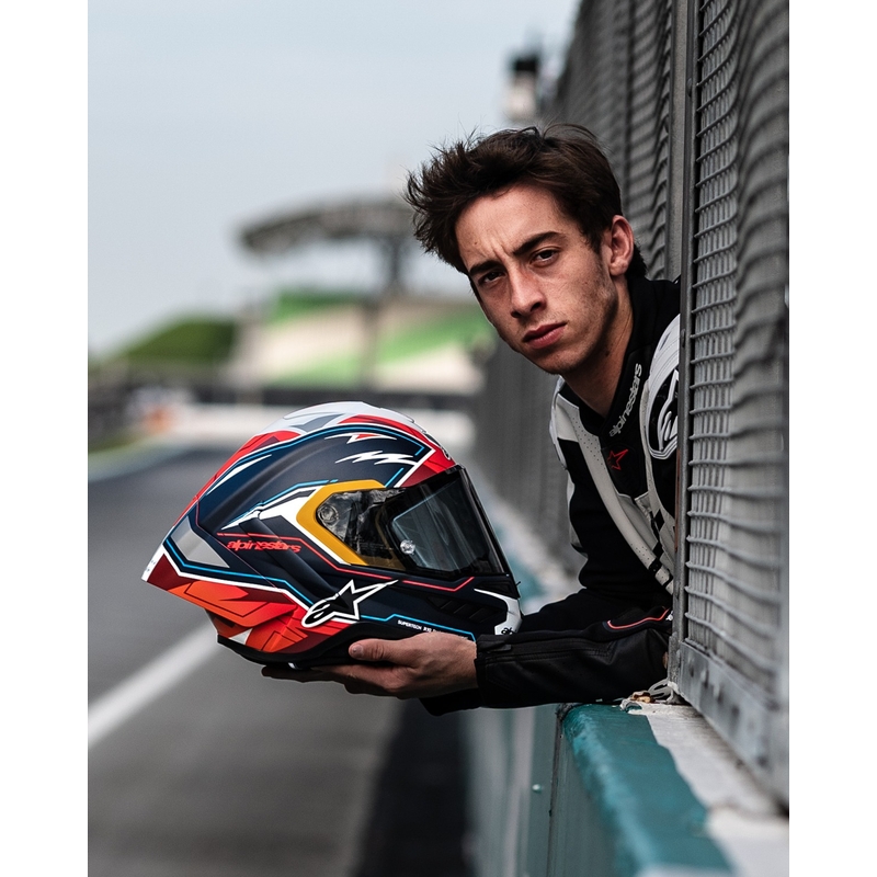 Alpinestars Supertech R-10 Limited Edition Pedro Acosta Full Face motoristična čelada mat modra-rdeča-bela
