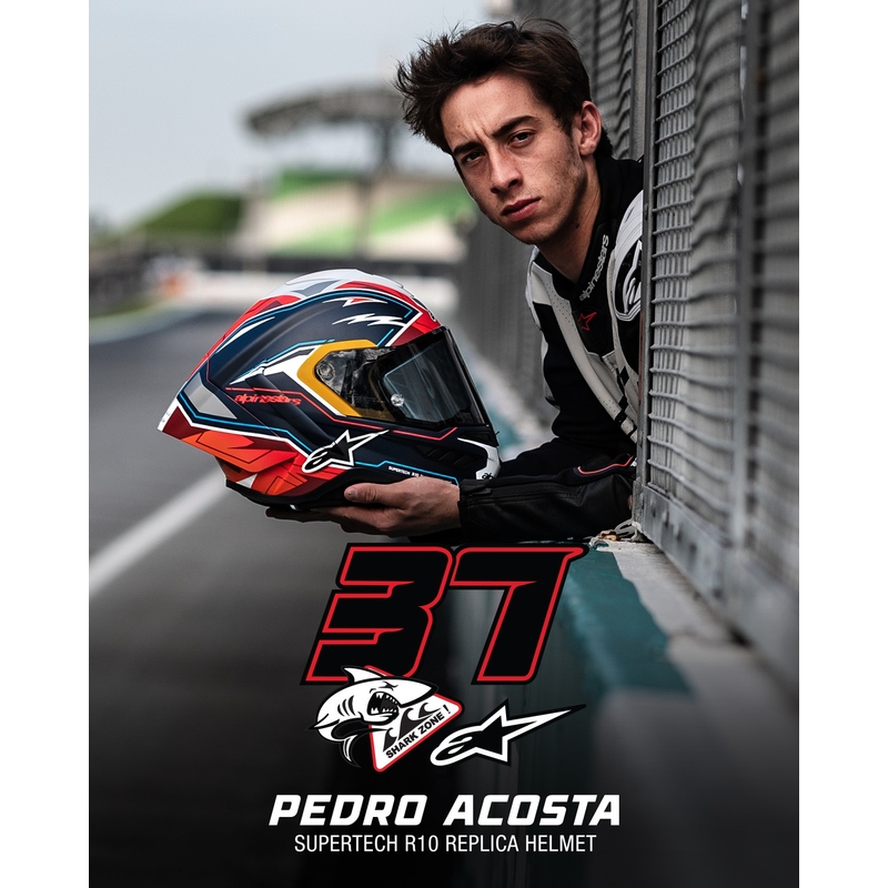 Alpinestars Supertech R-10 Limited Edition Pedro Acosta Full Face motoristična čelada mat modra-rdeča-bela
