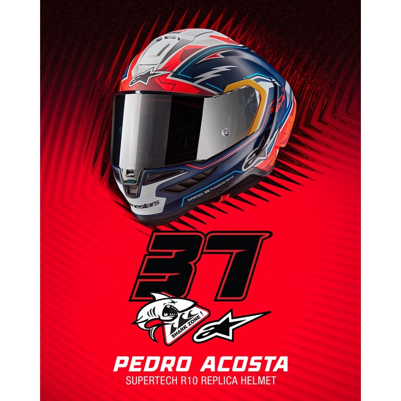 Alpinestars Supertech R-10 Limited Edition Pedro Acosta Full Face motoristična čelada mat modra-rdeča-bela