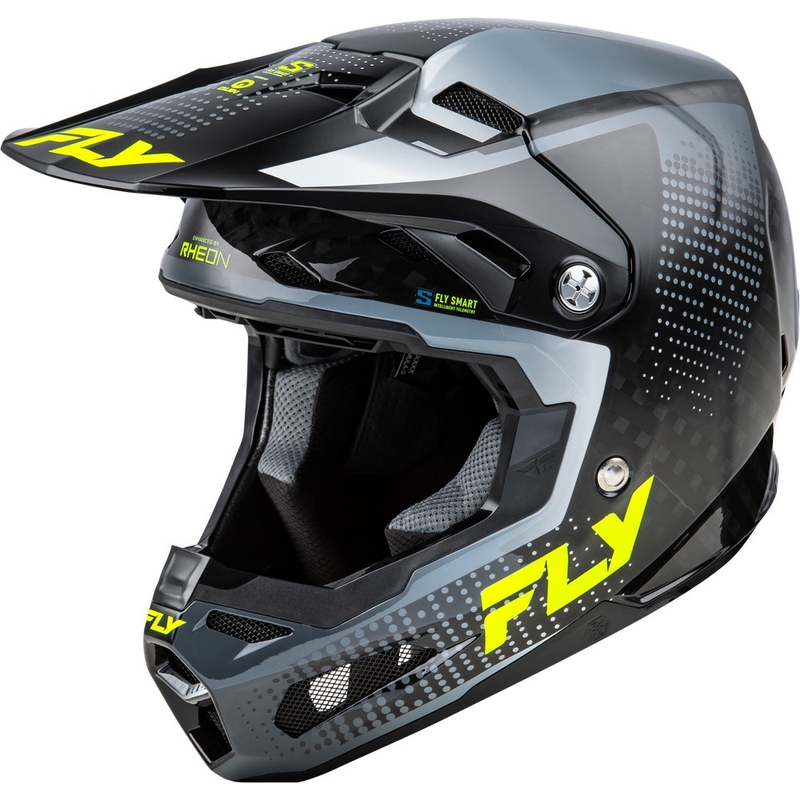 FLY Racing Formula S karbonska motokros čelada sivo-fluo rumena