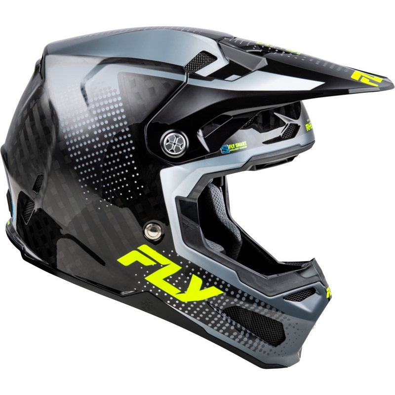 FLY Racing Formula S karbonska motokros čelada sivo-fluo rumena