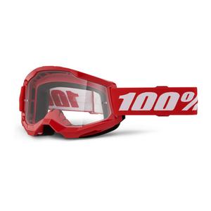 Otroška očala za motokros 100% Strata 2 rdeča (prozoren pleksi)