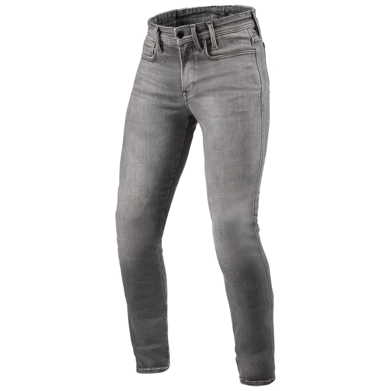Ozke motoristične kavbojke Revit Piston 3 Long Washed Grey