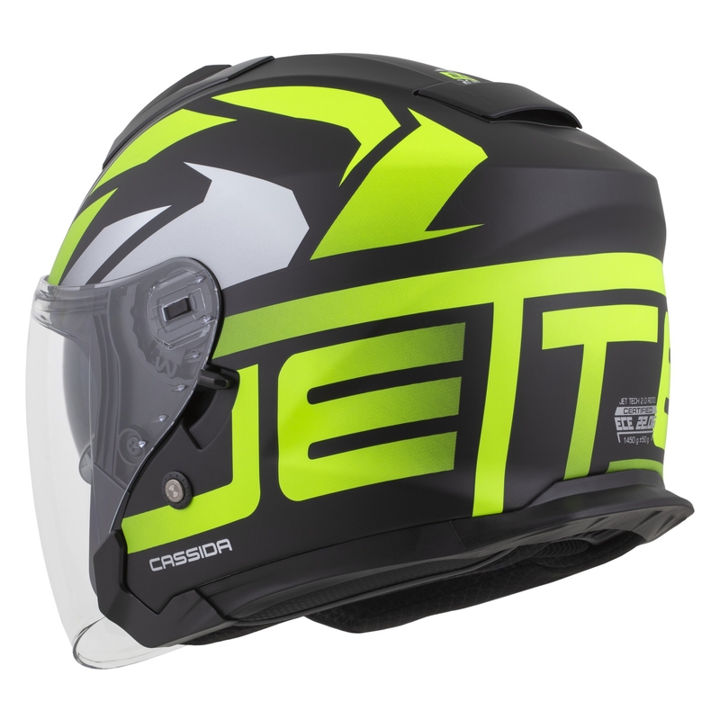 Motoristična čelada Cassida Jet Tech 2.0 RoTo Open Face Matte Black-Fluo Yellow-White
