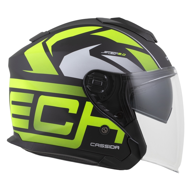 Motoristična čelada Cassida Jet Tech 2.0 RoTo Open Face Matte Black-Fluo Yellow-White
