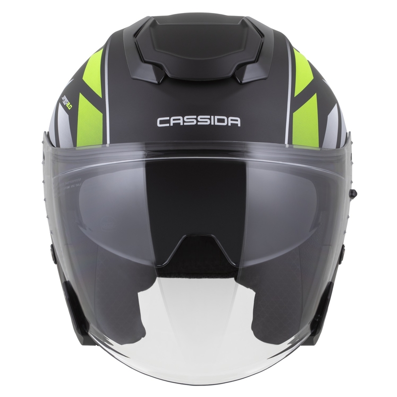 Motoristična čelada Cassida Jet Tech 2.0 RoTo Open Face Matte Black-Fluo Yellow-White