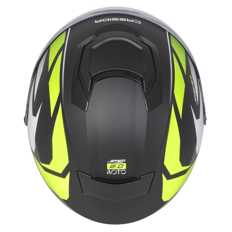 Motoristična čelada Cassida Jet Tech 2.0 RoTo Open Face Matte Black-Fluo Yellow-White