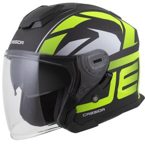 Motoristična čelada Cassida Jet Tech 2.0 RoTo Open Face Matte Black-Fluo Yellow-White