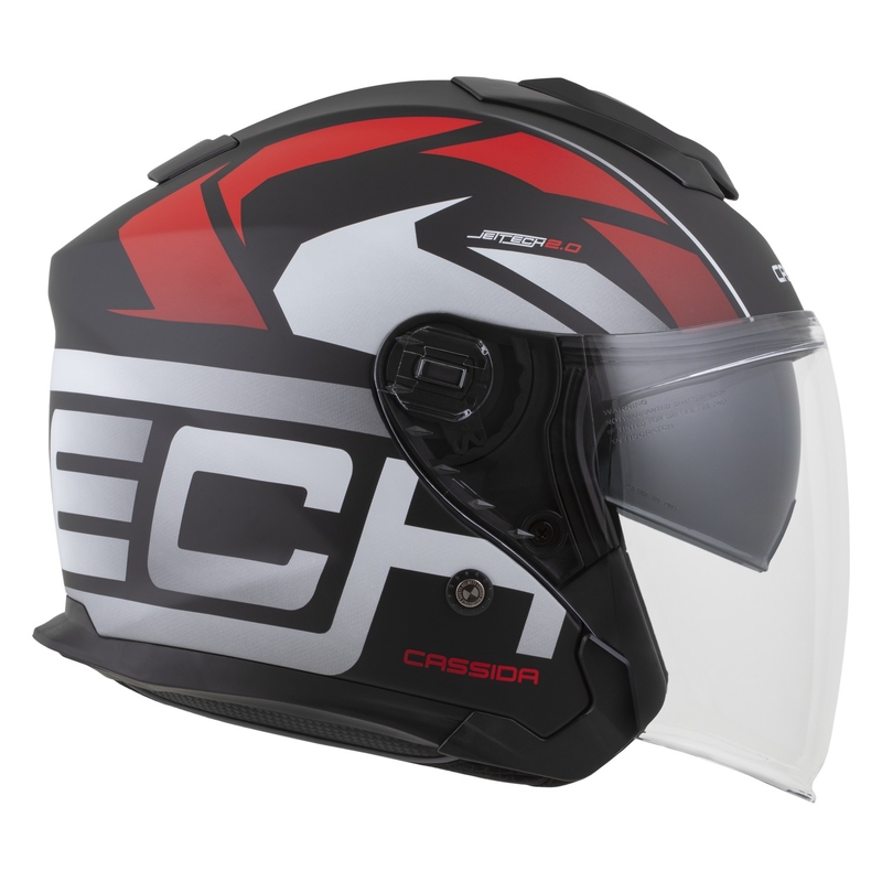 Cassida Jet Tech 2.0 RoTo Open Face motoristična čelada mat črno-rdeča-bela