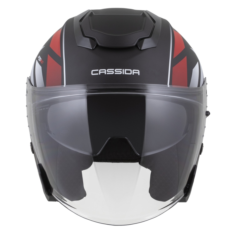 Cassida Jet Tech 2.0 RoTo Open Face motoristična čelada mat črno-rdeča-bela