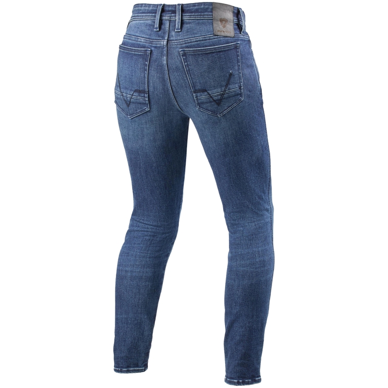 Ozke motoristične kavbojke Revit Piston 3 Long Washed Blue