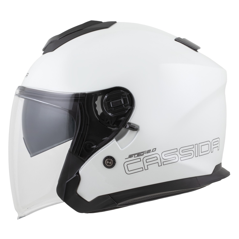 Cassida Jet Tech 2.0 Solid Open Face motoristična čelada bela-črna-siva