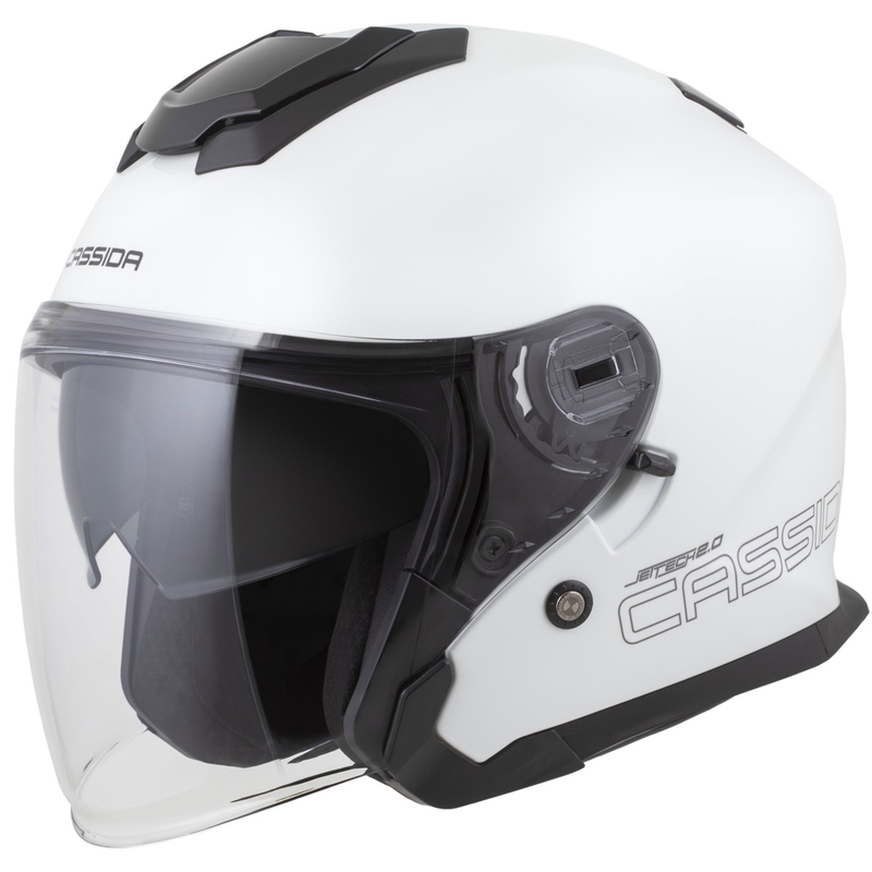 Cassida Jet Tech 2.0 Solid Open Face motoristična čelada bela-črna-siva