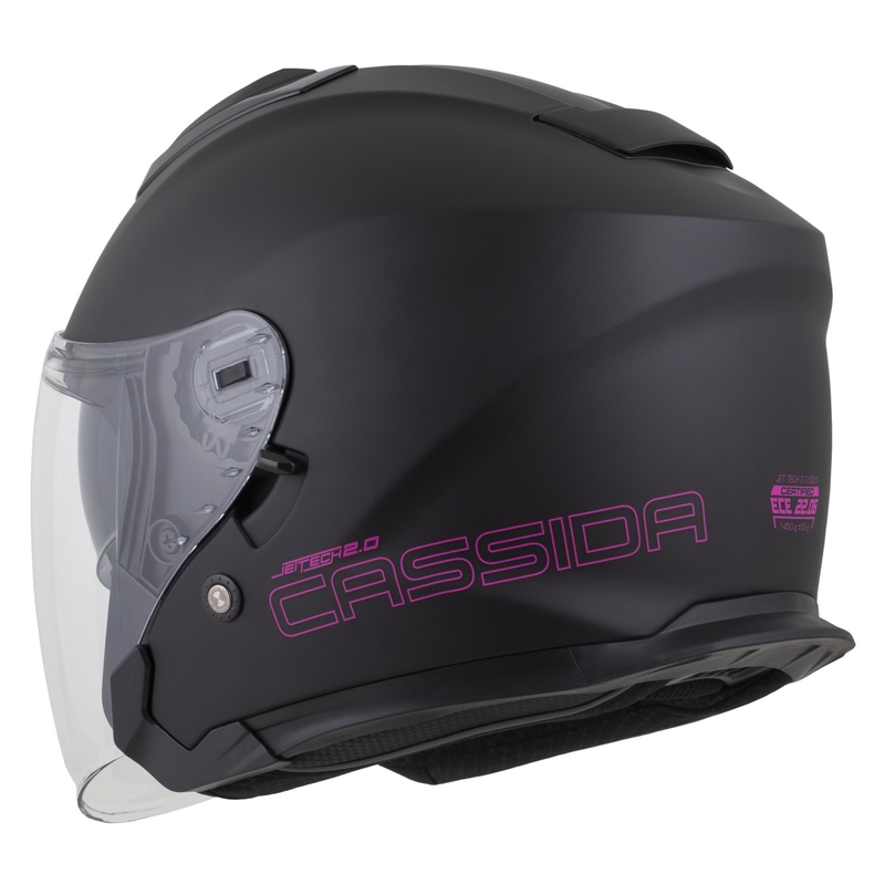 Motoristična čelada Cassida Jet Tech 2.0 Solid z odprtim obrazom, mat črno-roza