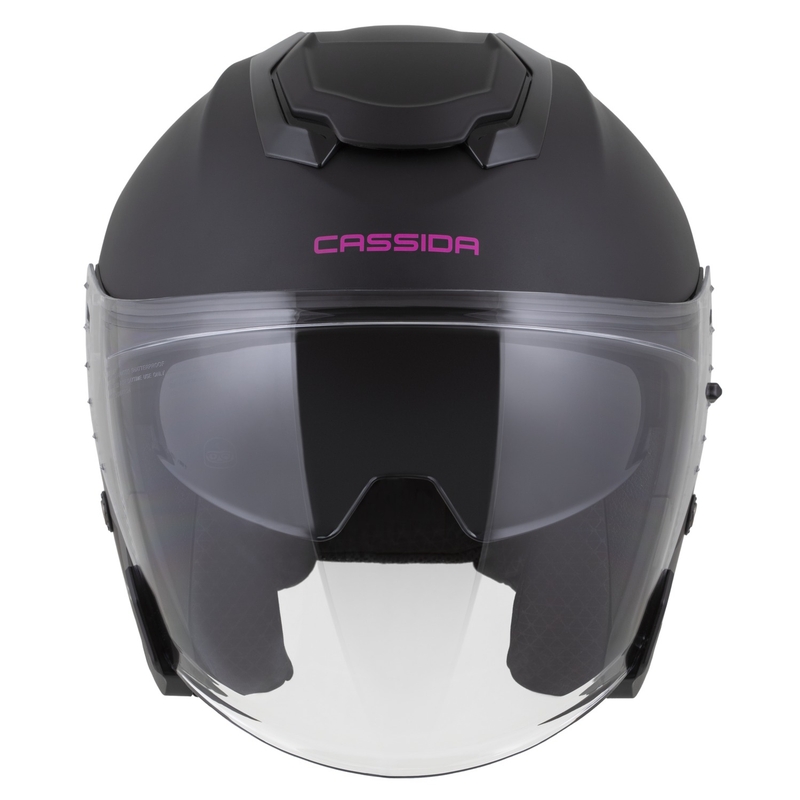 Motoristična čelada Cassida Jet Tech 2.0 Solid z odprtim obrazom, mat črno-roza