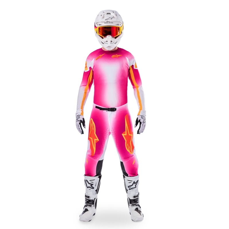 Alpinestars Supertech Limited Edition MIG Fluo motokros hlače roza-belo-oranžne