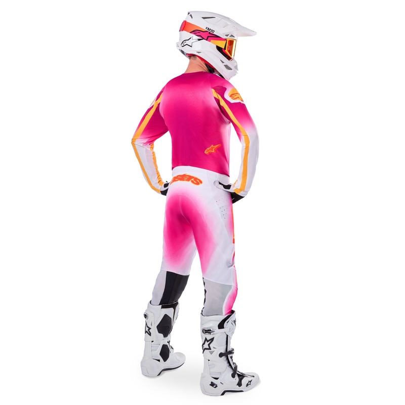 Alpinestars Supertech Limited Edition MIG Fluo motokros hlače roza-belo-oranžne