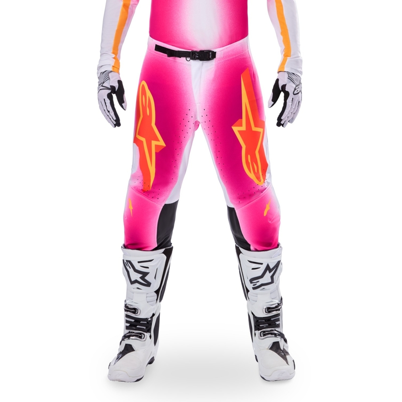 Alpinestars Supertech Limited Edition MIG Fluo motokros hlače roza-belo-oranžne