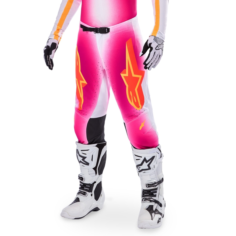 Alpinestars Supertech Limited Edition MIG Fluo motokros hlače roza-belo-oranžne
