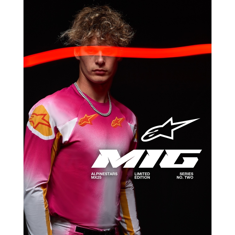 Alpinestars Supertech Limited Edition MIG Fluo motokros hlače roza-belo-oranžne