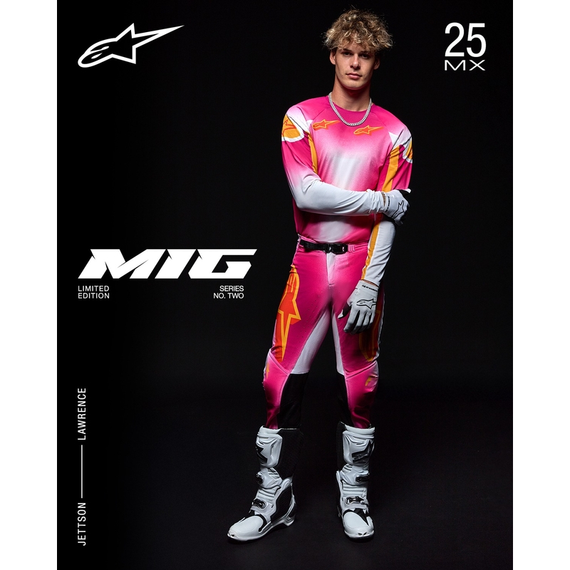 Alpinestars Supertech Limited Edition MIG Fluo motokros hlače roza-belo-oranžne