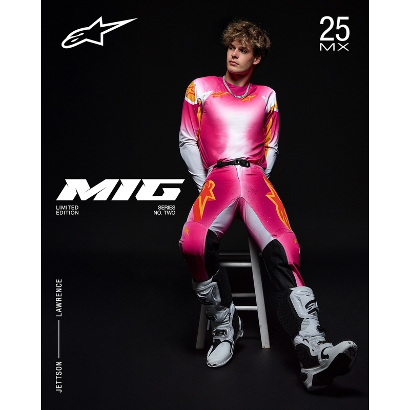 Alpinestars Supertech Limited Edition MIG Fluo motokros hlače roza-belo-oranžne