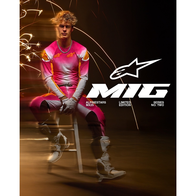 Alpinestars Supertech Limited Edition MIG Fluo motokros hlače roza-belo-oranžne