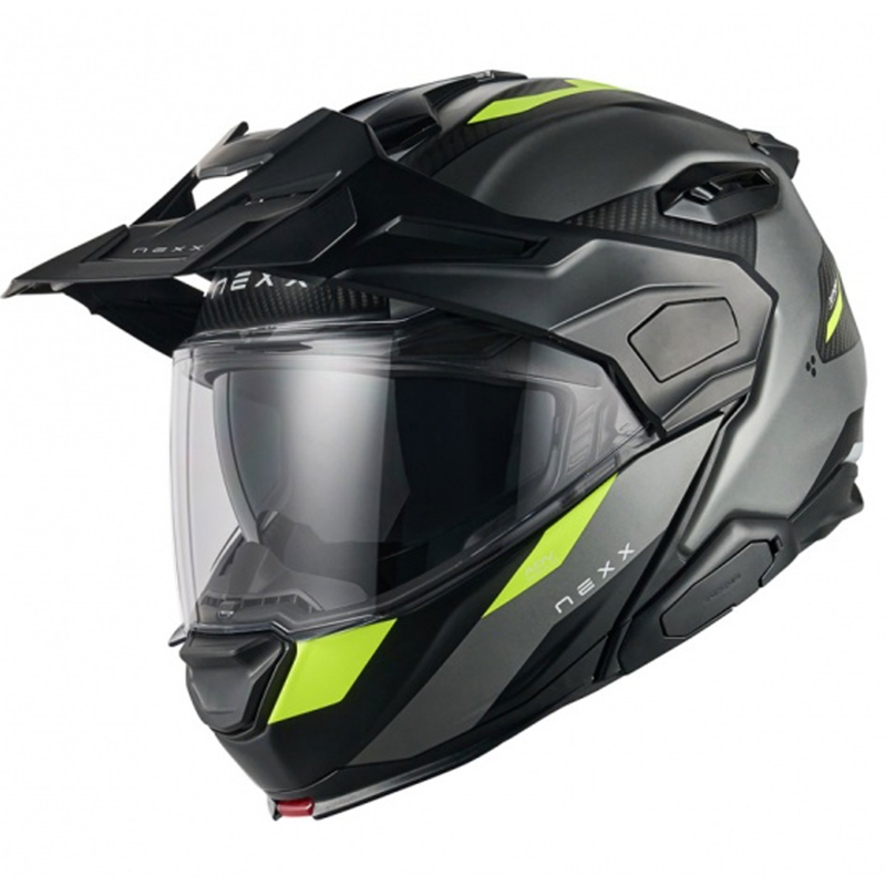Motoristična čelada na preklop Nexx X.Lifecountry Terra mat sivo-fluo rumena