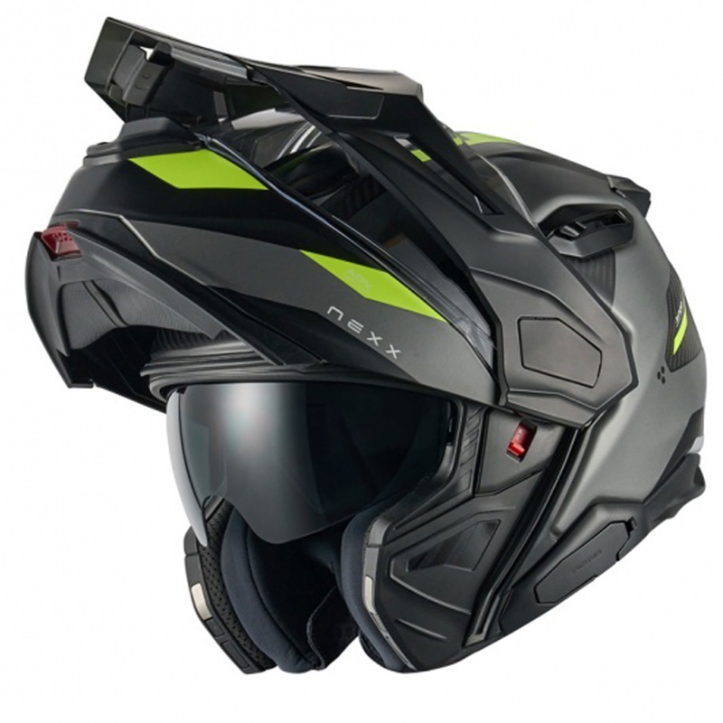 Motoristična čelada na preklop Nexx X.Lifecountry Terra mat sivo-fluo rumena