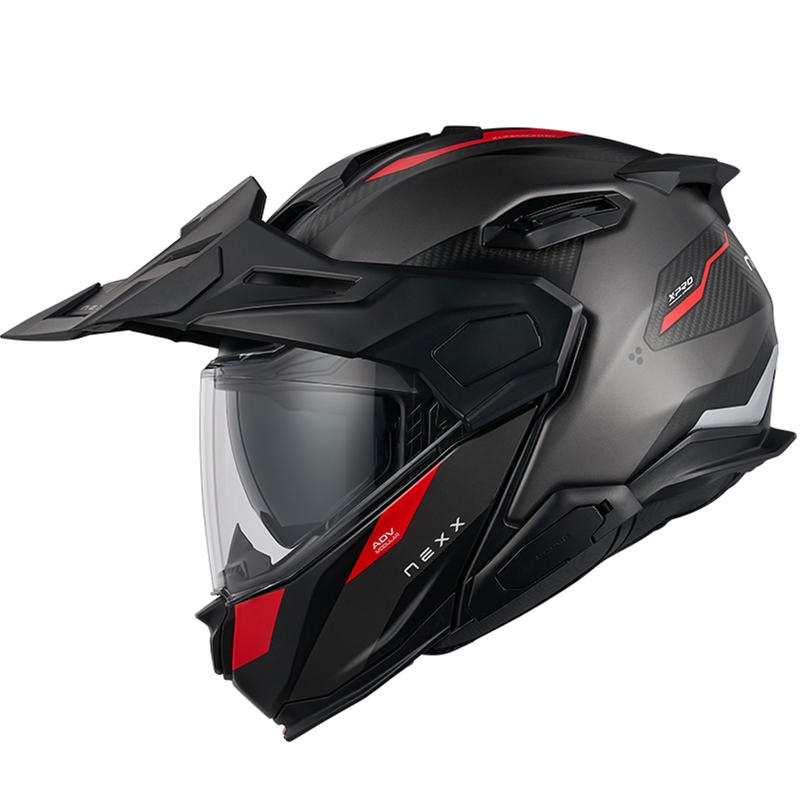 Motoristična čelada na preklop Nexx X.Lifecountry Terra mat sivo-rdeča razprodaja