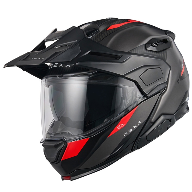 Motoristična čelada na preklop Nexx X.Lifecountry Terra mat sivo-rdeča razprodaja