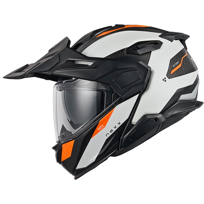 Motoristična čelada na preklop Nexx X.Lifecountry Terra mat belo-oranžna razprodaja