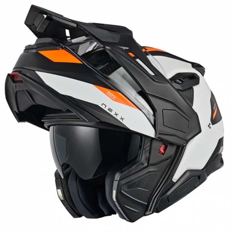 Motoristična čelada na preklop Nexx X.Lifecountry Terra mat belo-oranžna razprodaja
