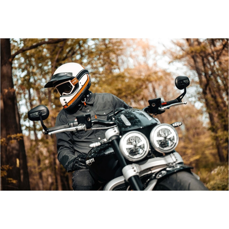 HJC V60 Scoby MC7 motoristična čelada z integriranim obrazom bež-črna-oranžna-siva