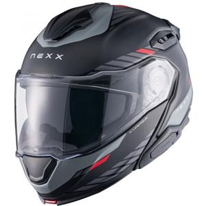 Motoristična čelada na preklop Nexx X.Lifetour Globe mat črno-rdeča