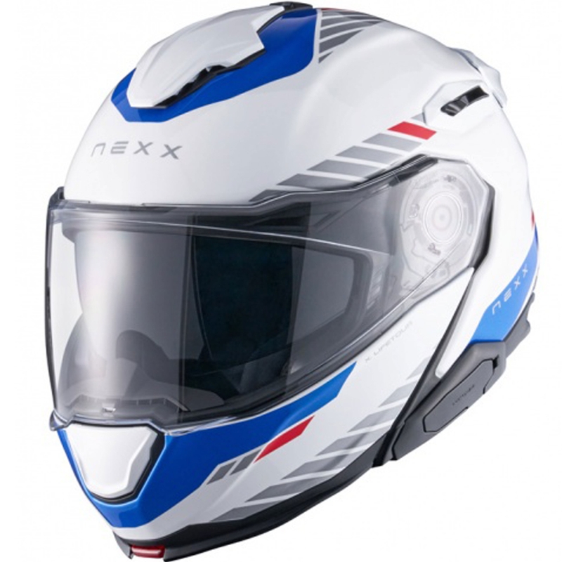 Motoristična čelada na preklop Nexx X.Lifetour Globe belo-modra