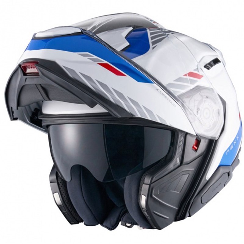Motoristična čelada na preklop Nexx X.Lifetour Globe belo-modra